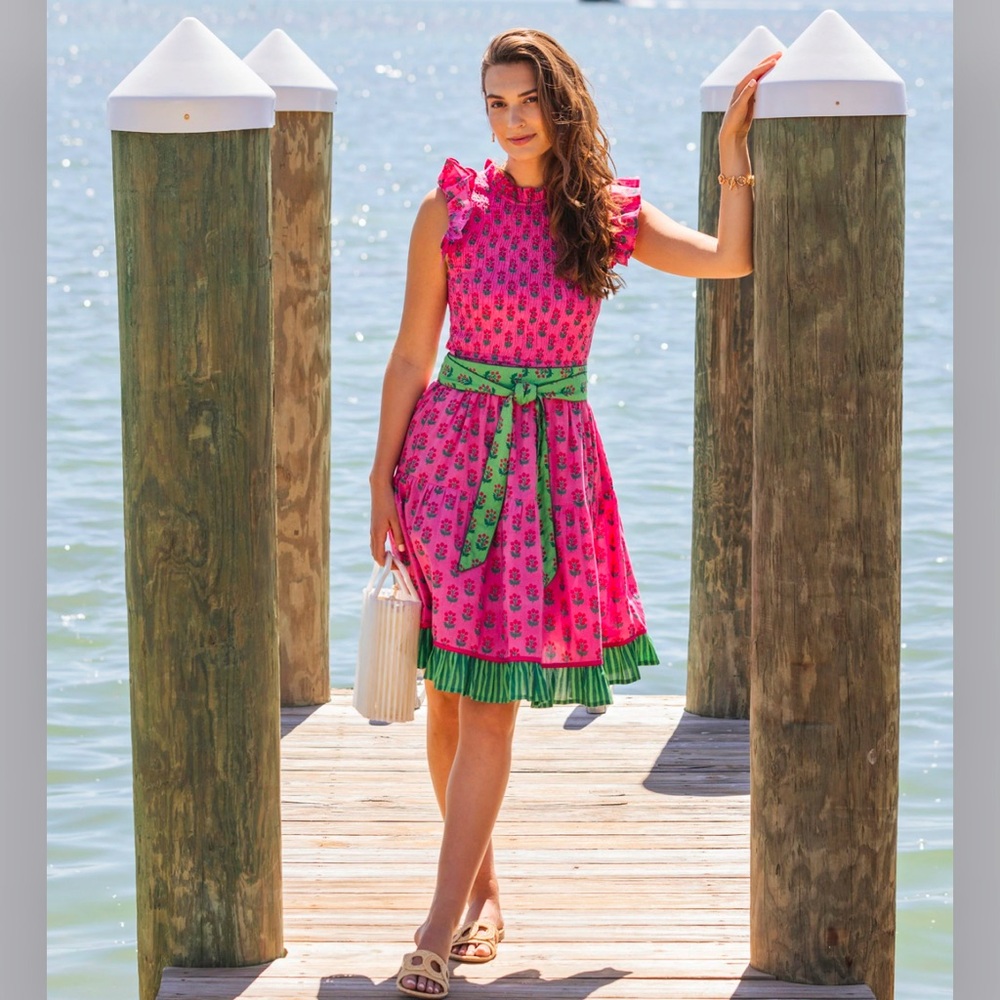 Make me an offer!  Printfresh Let's Ruffle Dress In Bloom - pink cosmos M